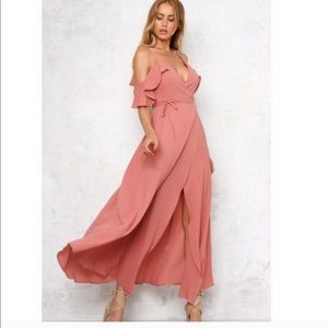 Flowy long wrap dress
